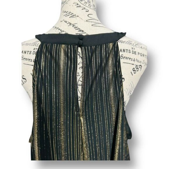 Torrid 3X Black Gold Metallic Stripe Halter Top Sleeveless Shiny Party Blouse - Picture 10 of 12